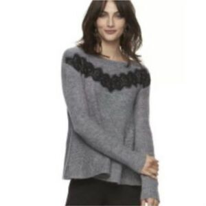 ELLE GREY WITH BLACK LACE SWEATER WITH FLARE BOTTOM SIZE S